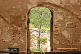 Historische Fensteröffnung Wand mit Fensteröffnung, Kloster Oybin